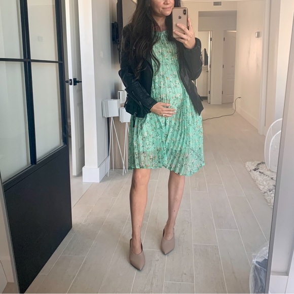 Melloday Green Floral High Neck Dress - Picture 2 of 7